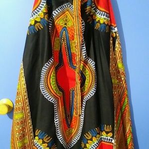 Colorful wrap around skirt.